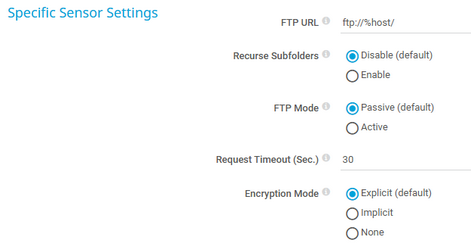 Specific Sensor Settings
