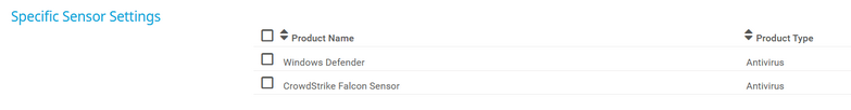 Specific Sensor Settings
